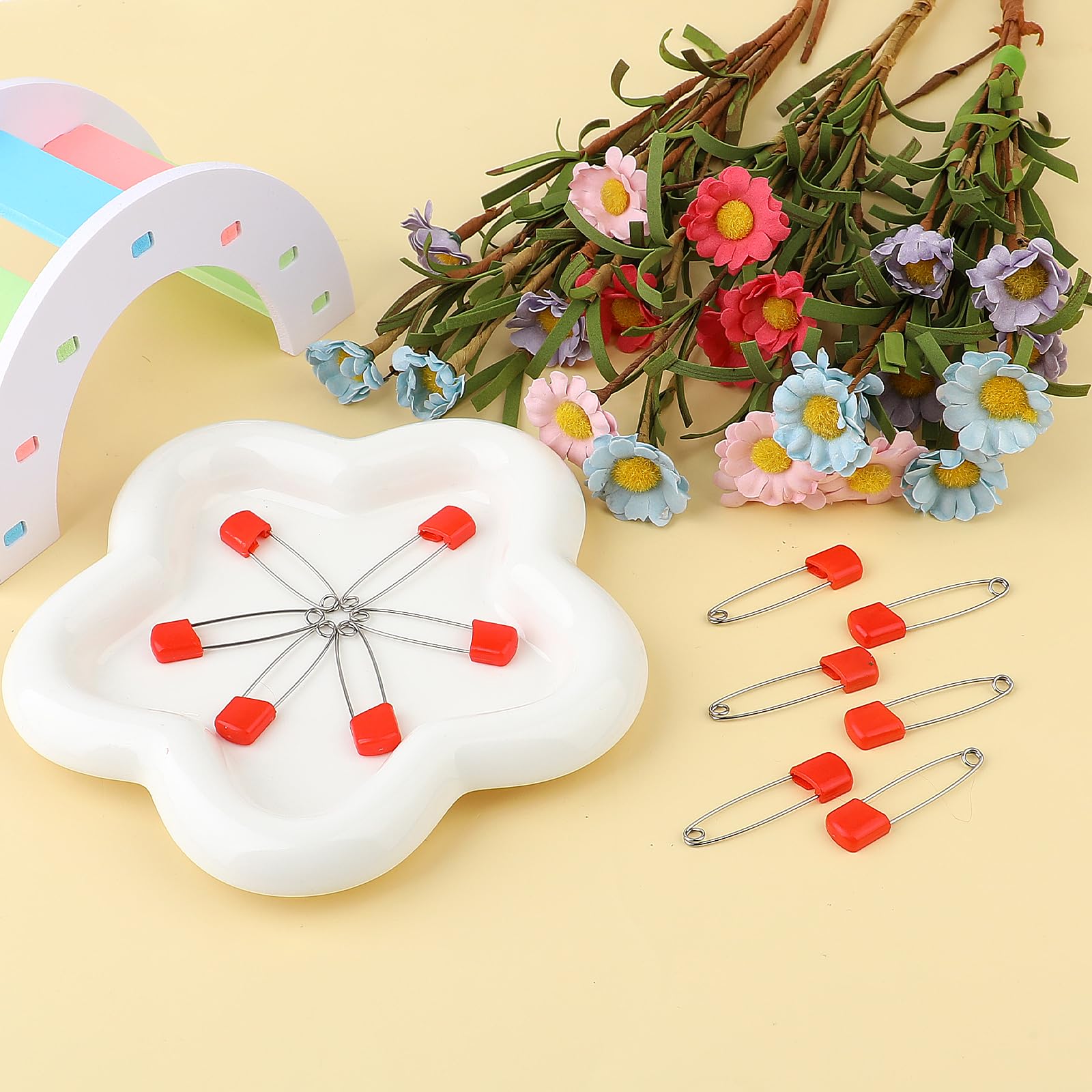 Amazon.co.jp: 60個 赤い安全ピン 安全おむつピン プラスチックヘッド